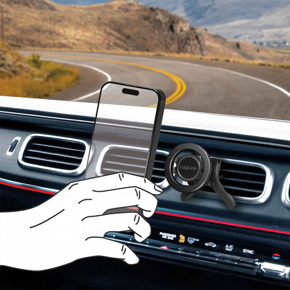 AA0167 Magnetischer3Punkt-Smartphone-Halter für Kfz-Lüftungsschacht, Schwarz 7