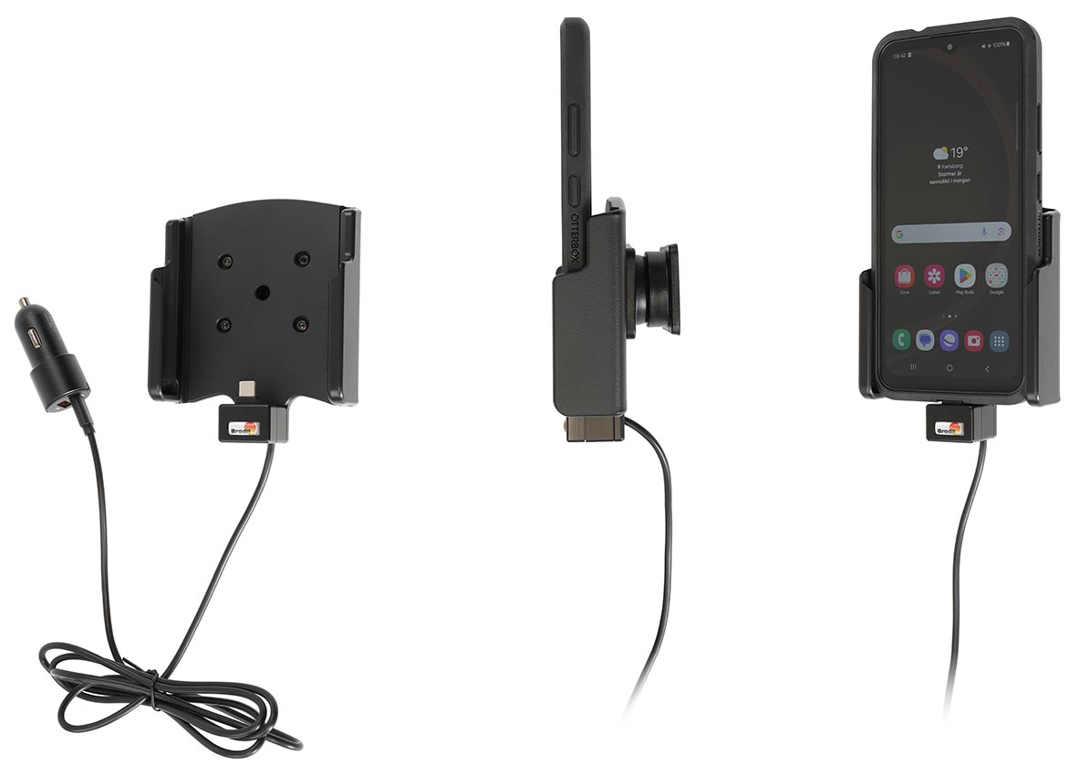 721445 Brodit Aktiv-Halterung für Samsung Galaxy XCover 7 - USB-C-Kabel, Zig.-Adapter 2