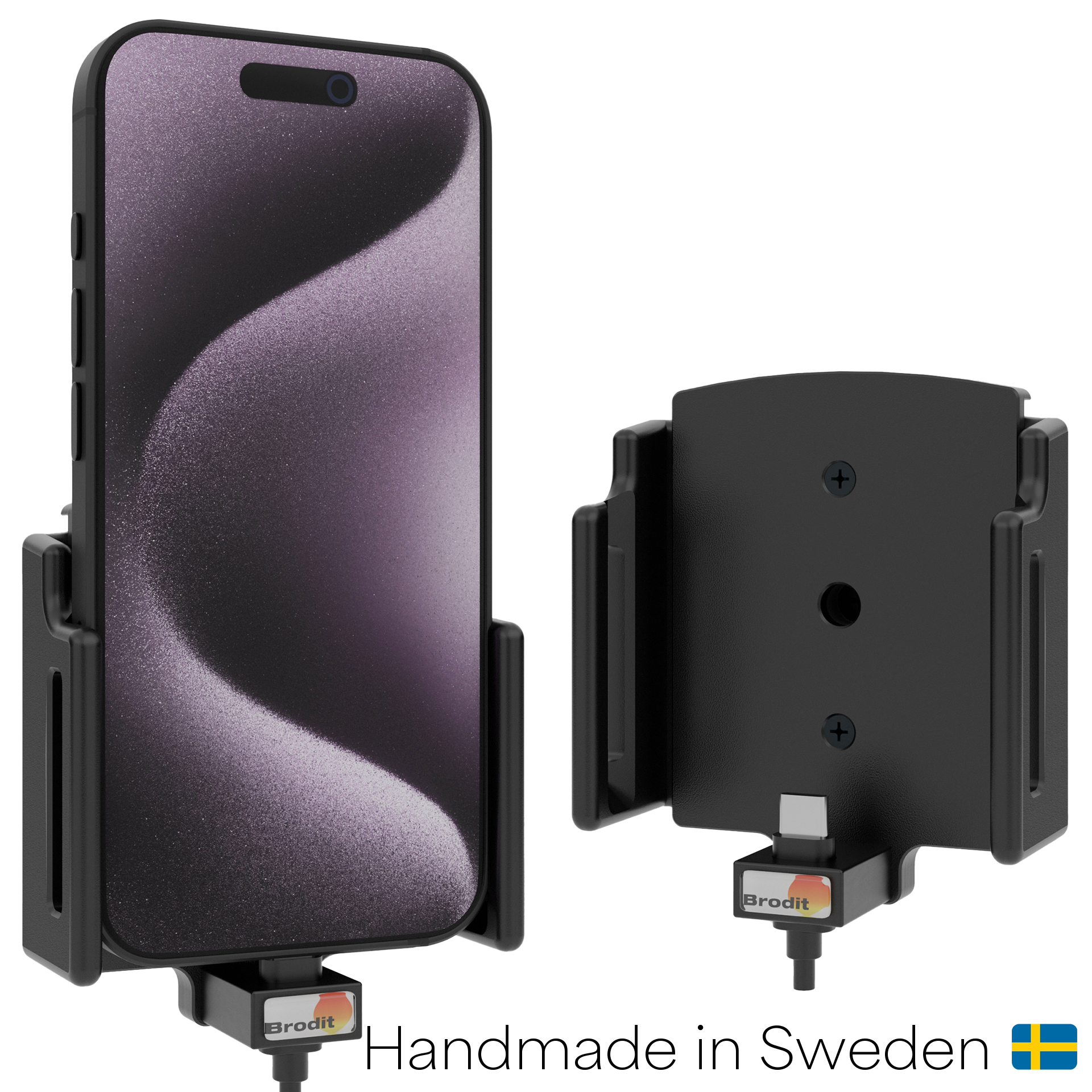 721456 Brodit Universal-Aktivhalterung - integr. USB-C-Kabel, verstellbar 70-83 mm 0