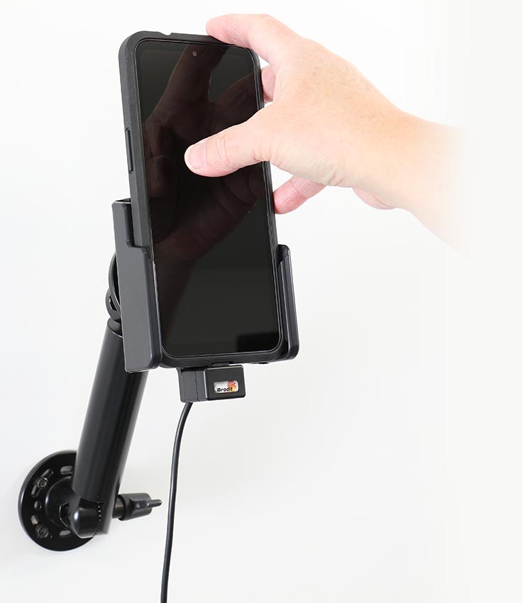 721445 Brodit Aktiv-Halterung für Samsung Galaxy XCover 7 - USB-C-Kabel, Zig.-Adapter 3