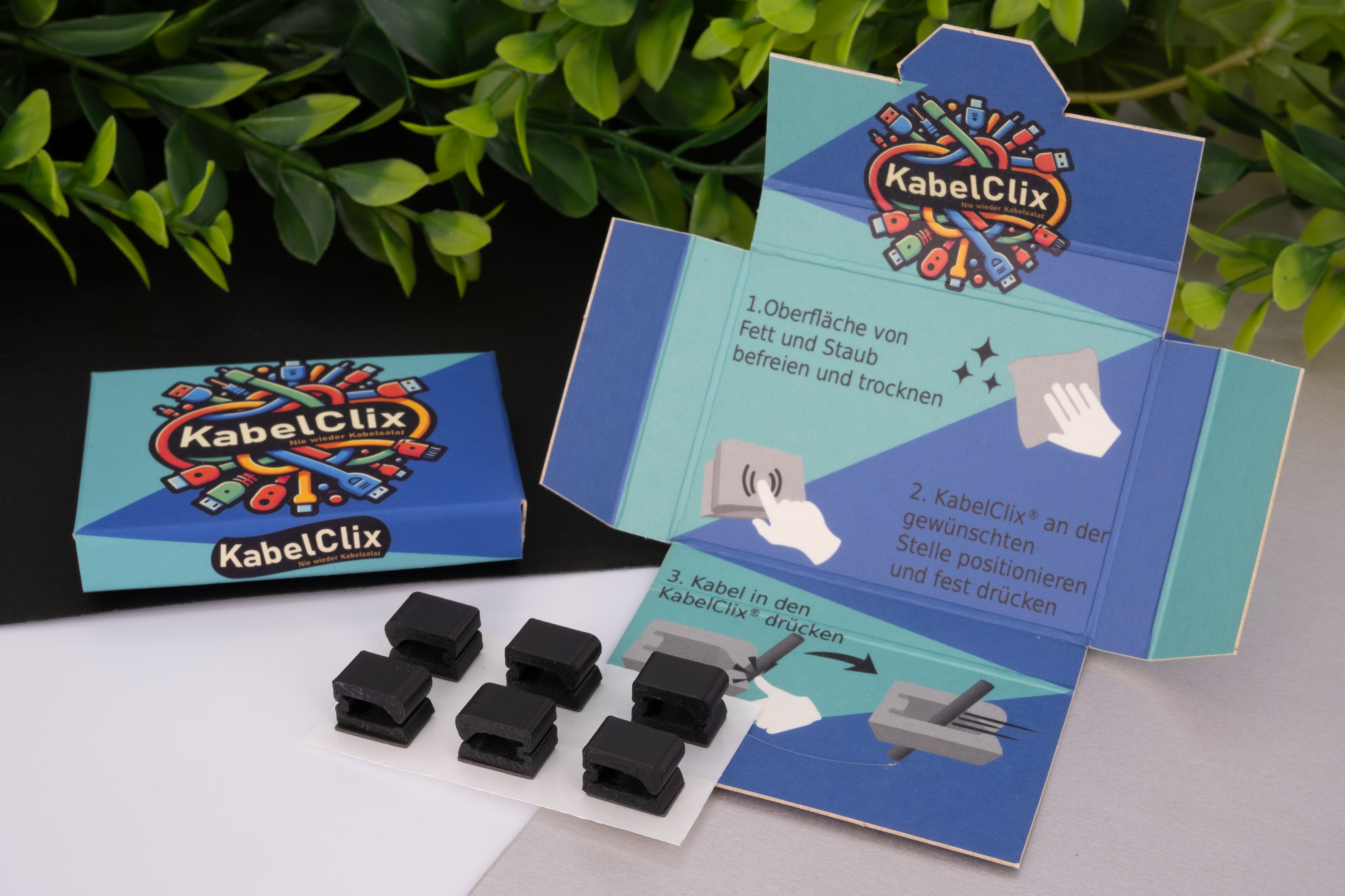 KCBLA KabelClix - das Kabelmanagement für Fahrzeuge, schwarz 6 Stück 1