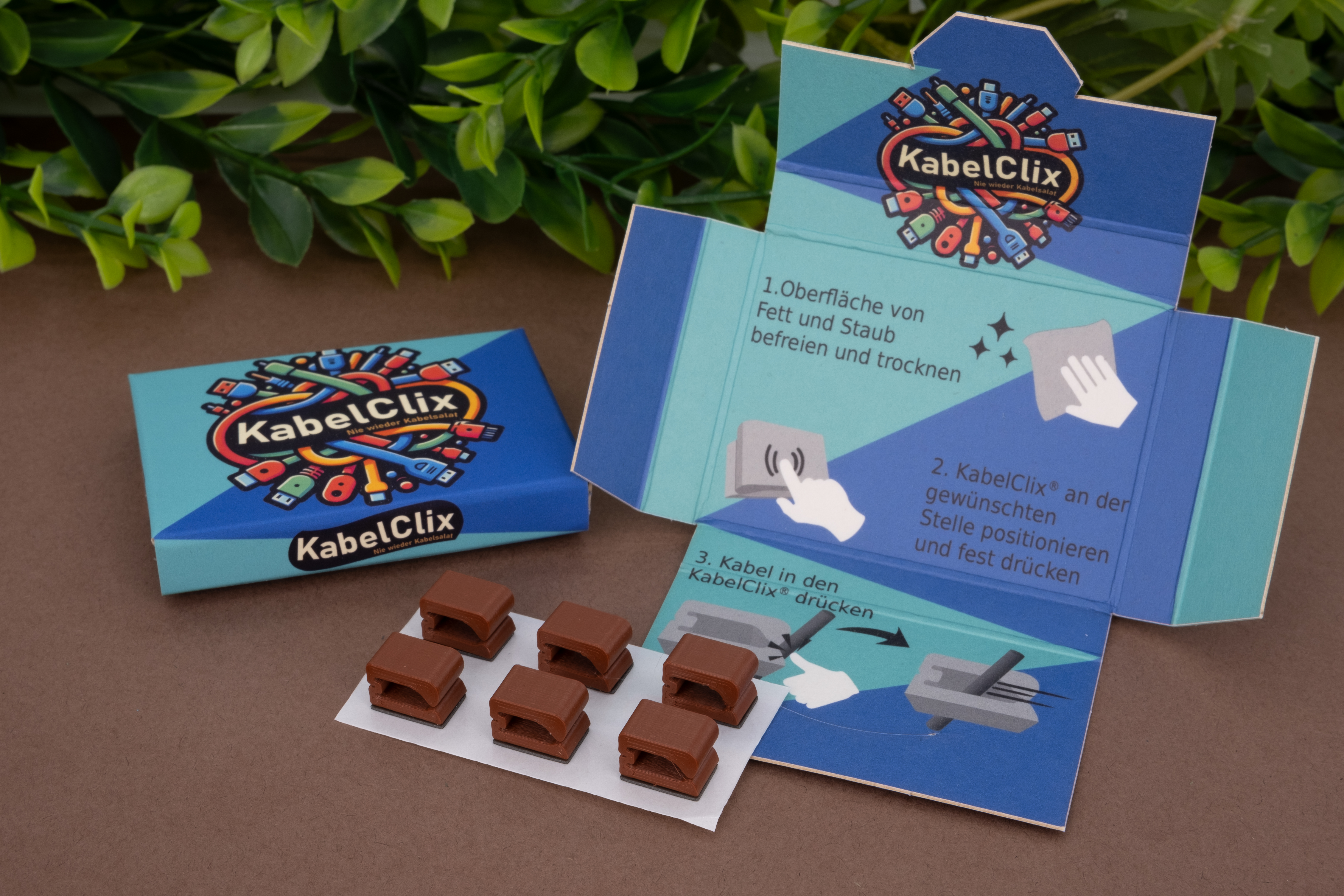 KCBRO KabelClix - nie wieder Kabelsalat, braun 6 Stück 1