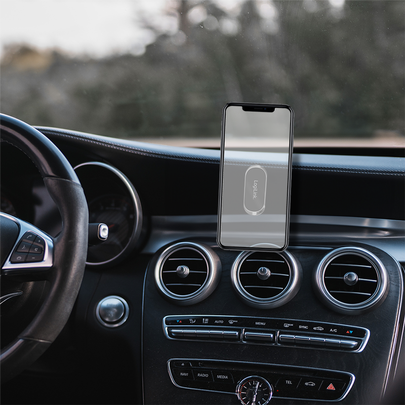 AA0163 Magnetischer Smartphone-Halter, 360° drehbar, Aluminium, schwarz/silber 1