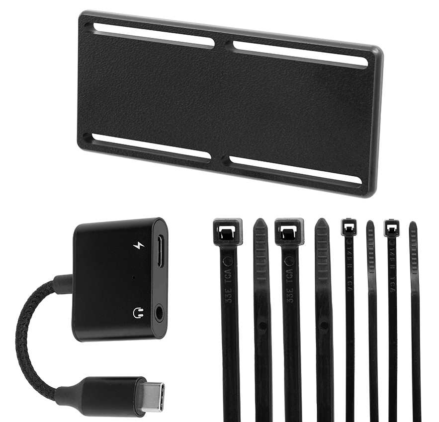 216483 Brodit USB C-Splitter - USB-C PD 60W & 3,5 mm Audio - mit Kabelhalterung 1