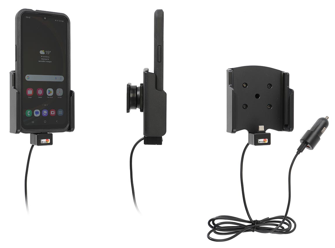 721445 Brodit Aktiv-Halterung für Samsung Galaxy XCover 7 - USB-C-Kabel, Zig.-Adapter 1