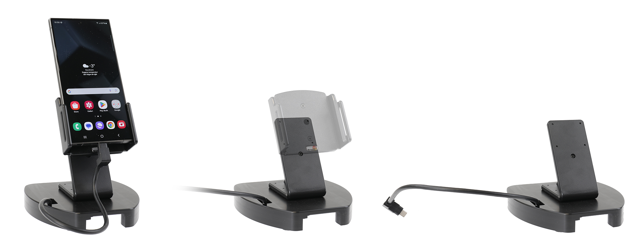 217099 Brodit Tischständer mit Uni Hub USB-C 8 in 1 für Smartphone, PDAs, u.m. 1