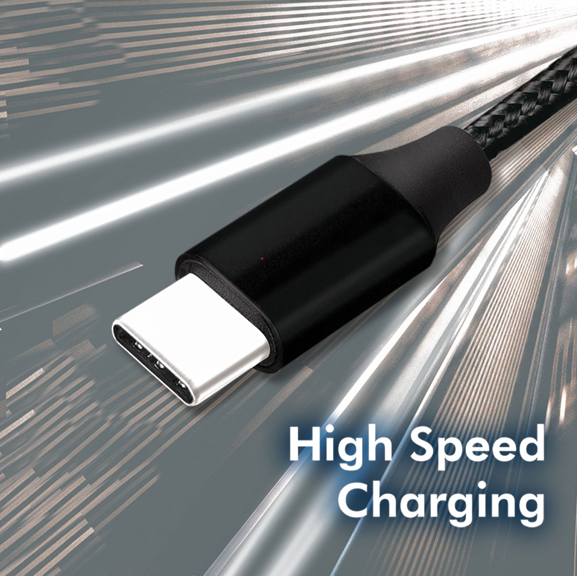 CU0140 USB 2.0 Type-C Kabel, C/M zu USB-A/M, Stoff, schwarz, 1 m 6